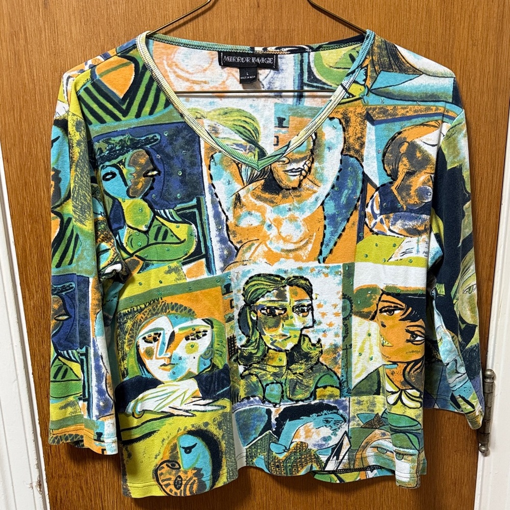 Colorful Abstract Print Long Sleeve Top
